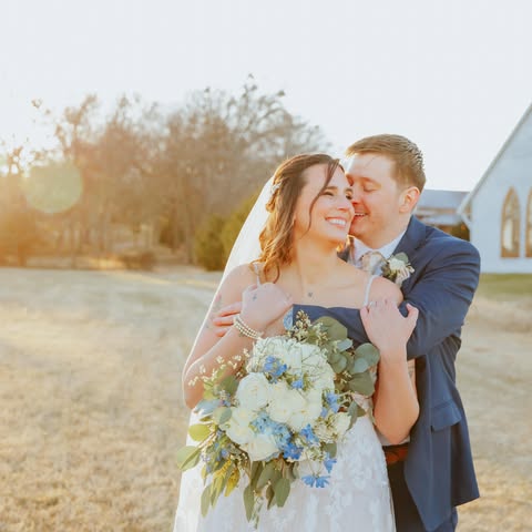 Bride and groom in golden sunlight with their Dallas Wedding DJ and Fort Worth Wedding DJ