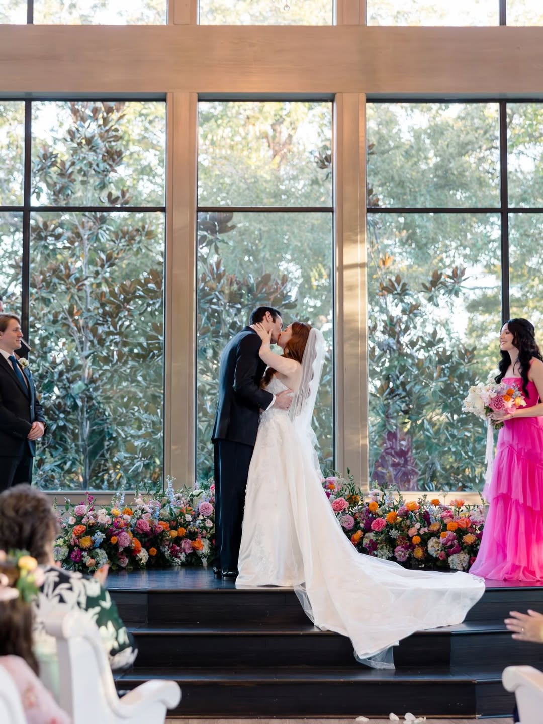 Wedding ceremony with couple kissing with their Dallas Wedding DJ and Fort Worth Wedding DJ, Jeremiah Brinkley Music